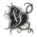 cursive L connecting to unconditional love in sanskrit tattoo design idea