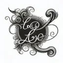 cursive L connecting to unconditional love in sanskrit tattoo design idea