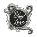 cursive L connecting to unconditional love in sanskrit tattoo design idea