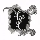 cursive L connecting to unconditional love in sanskrit tattoo design idea