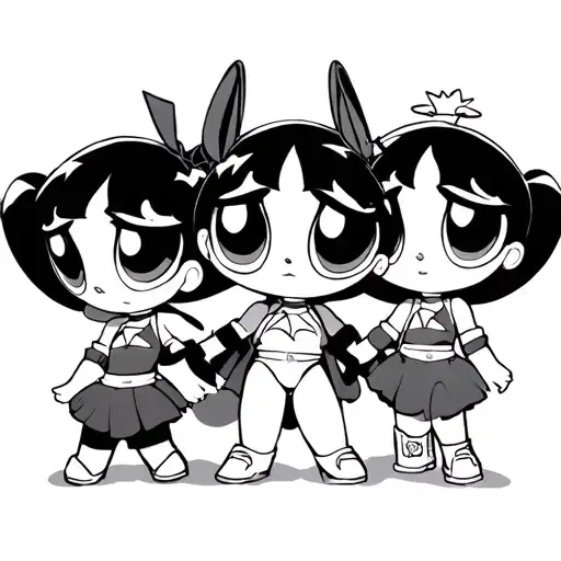 dark powerpuff girls different styles tattoo design idea