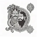karna and arjun inside tattoo design idea