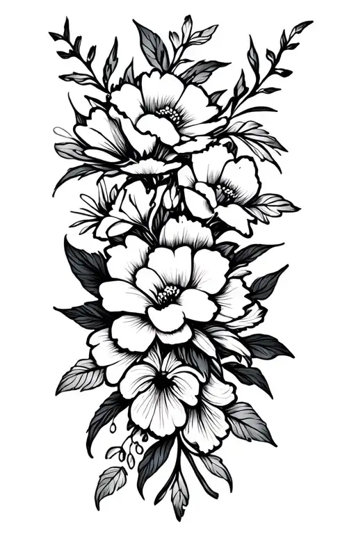 chichimeca sleeve with flowers tattoo design idea