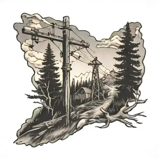 lineman nature scene tattoo design idea