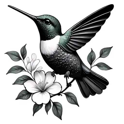 jasmine vine and humming bird tattoo design idea