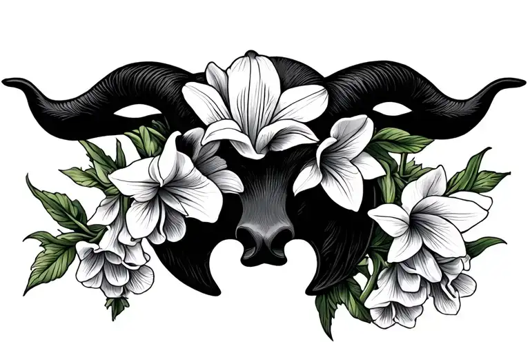 lilly of valley flower, puzzle piece, Taurus zodiac symbol tattoo design idea