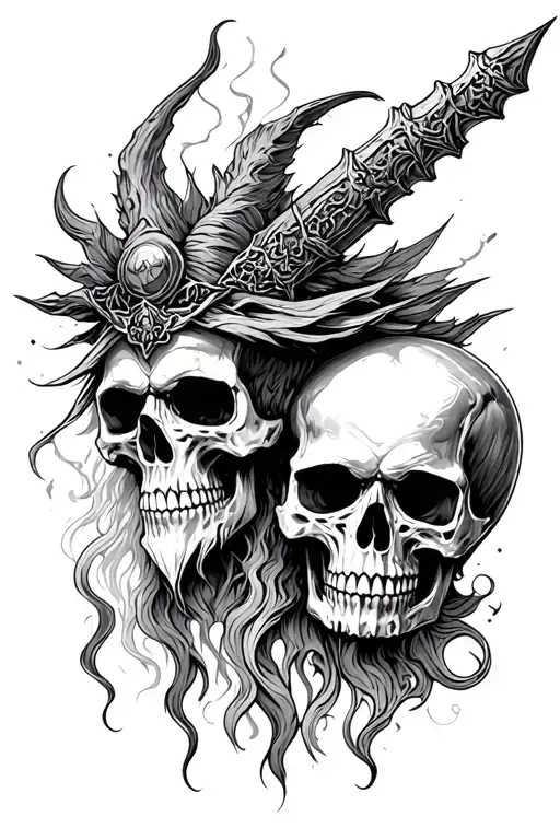 Skull Wisard mix solo leveling tattoo design idea