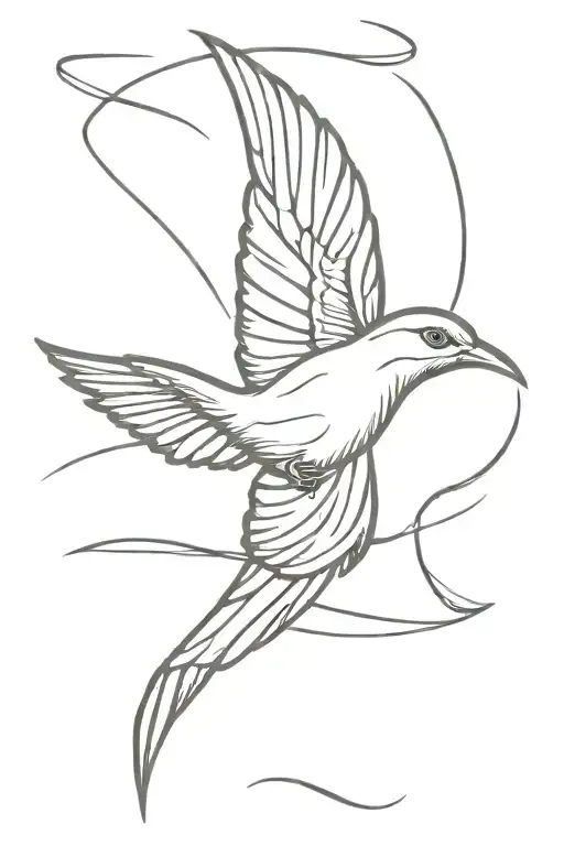 alzhimers awarnes ribon bird flying tattoo design idea