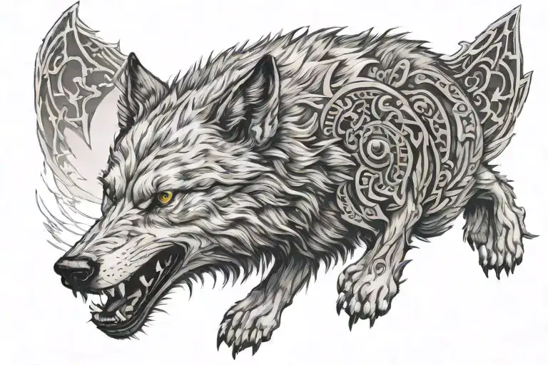 fenrir wolf tattoo design idea