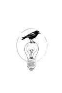 crow sitting on top a light bulb tattoo design idea