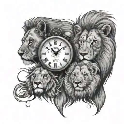 lions, Cubs clock tattoo design idea