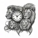 lions, Cubs clock tattoo design idea