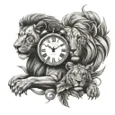lions, Cubs clock tattoo design idea