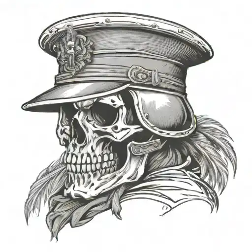 skull in soldier helmet pierce the jaw by indian spear tattoo design idea