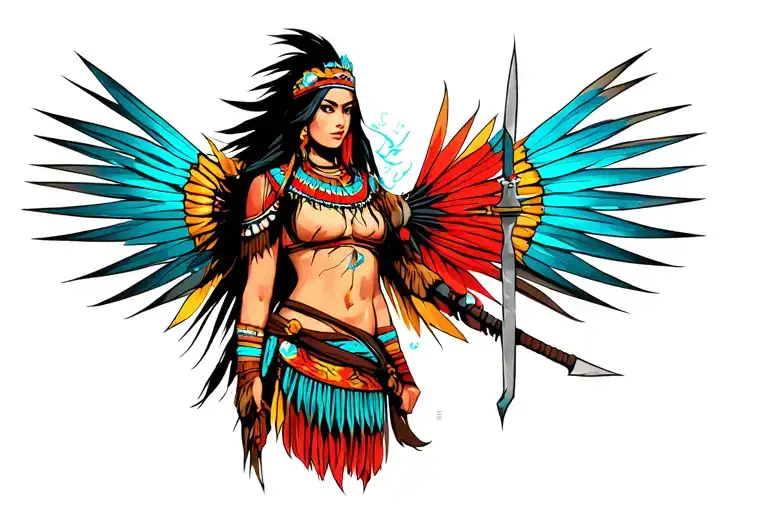 mapuche female warrior tattoo design idea