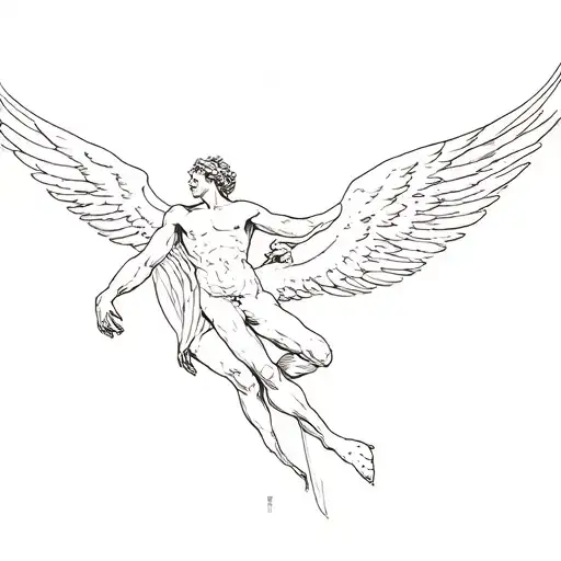 icarus and lucifer falling tattoo design idea