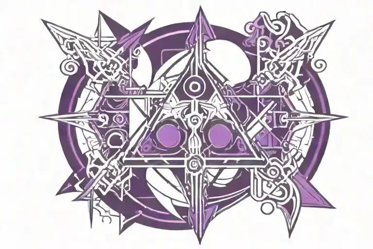 add more style ,add more monstrousity ,  shadows inside tattoo , more pointy lines , end of pointy lines are purple tattoo design idea