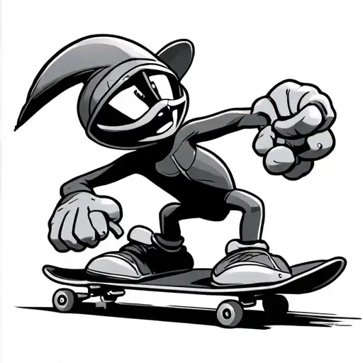 marvin the martian riding a a skate board design tattoo design idea
