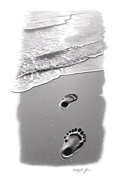 Footprints In The Sand tattoo design idea