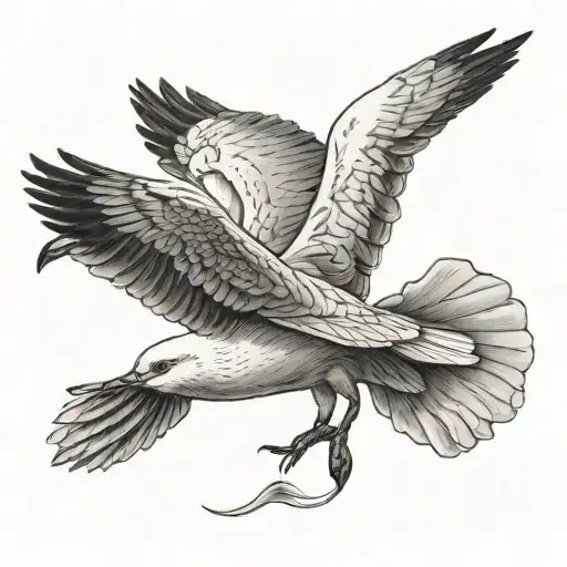 seagull flying over a sea tattoo design idea
