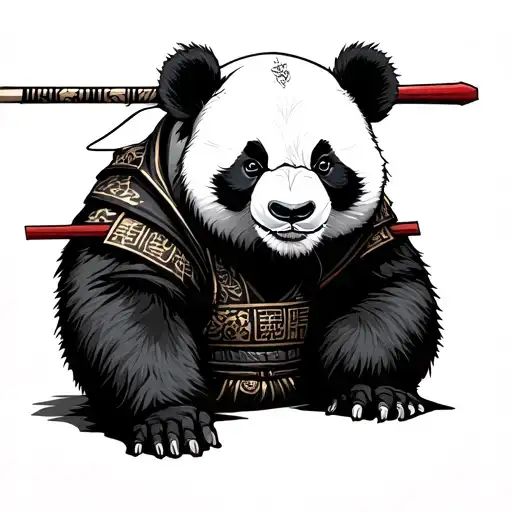 samurai jacked panda tattoo design idea
