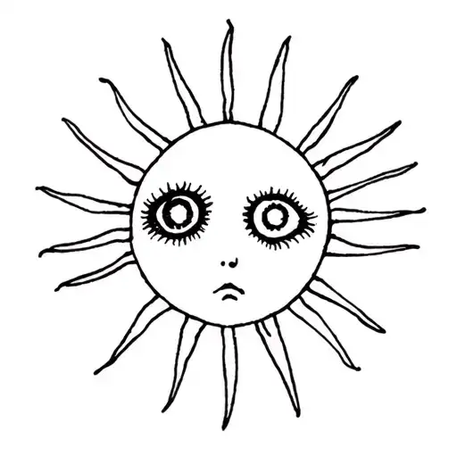 A Tim Burton style sun: with sad eyes and dark circles, which makes it uncomfortable tattoo design idea