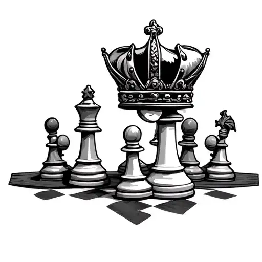 king and queen chess pieces tattoo design idea