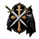 Saint Benedict cross & swords crossed tattoo design idea