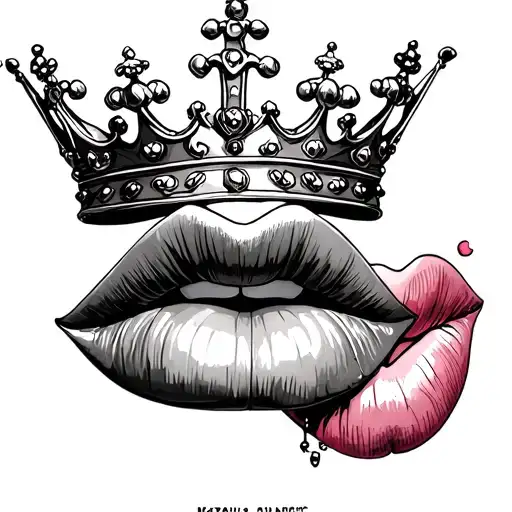 king queen crown kiss lips tattoo tattoo design idea