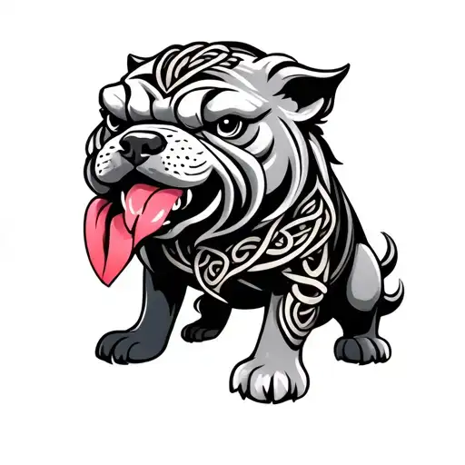 neo traditional fu dog but celtic tattoo design idea