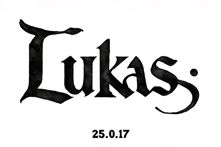"Lukas 25.09.17" Watercolor tattoo design idea