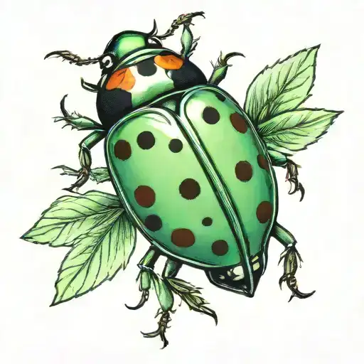 green ladybird tattoo design idea