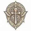 shield and Ankh Symbol tattoo design idea