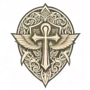 shield and Ankh Symbol tattoo design idea