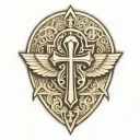 shield and Ankh Symbol tattoo design idea