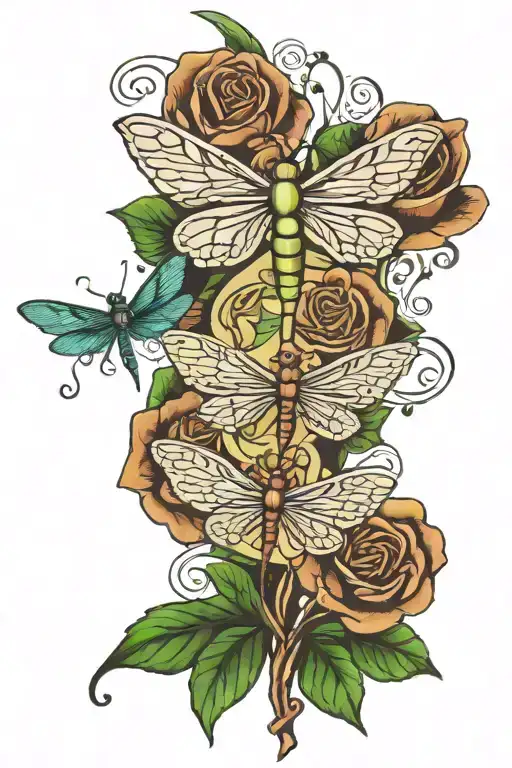 memorial tattoo for dad with dragonfly and 3 leaf clover intertwined tattoo design idea