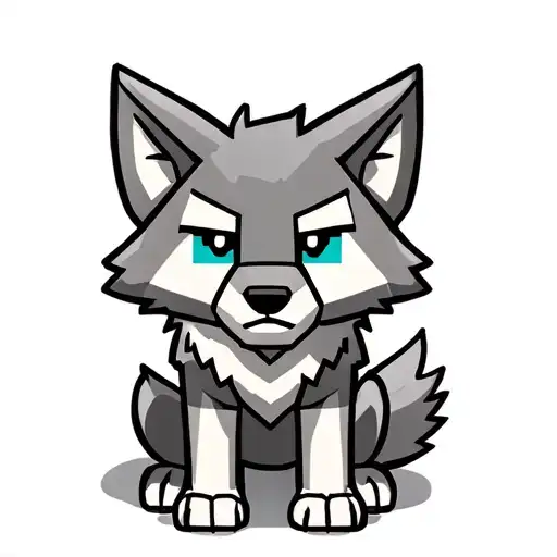 cute Minecraft wolf sitting grey tattoo design idea
