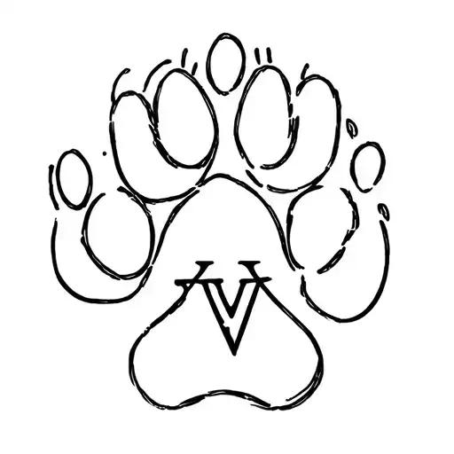 Design me a Dog paw fineline tattoo, with a letter “W” inside make it as a memory tattoo design idea