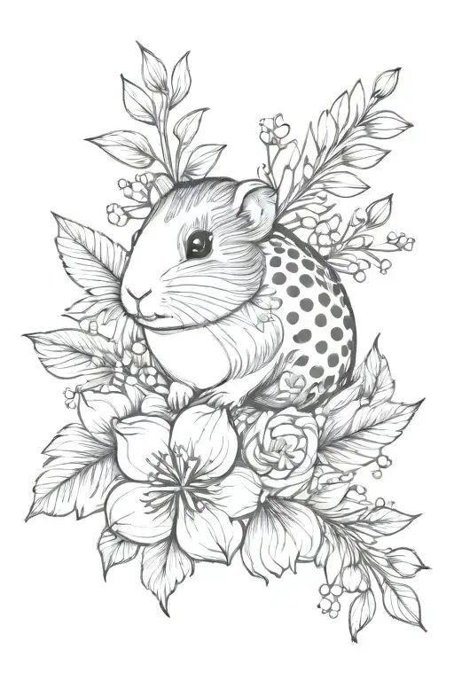 nature bouquet dots tulip guinea pig cute girl tattoo design idea