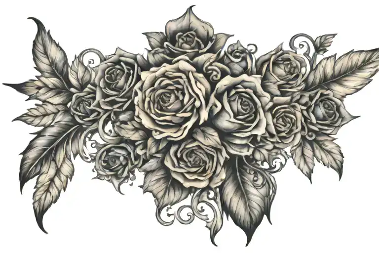 Create a colorful realistic tattoo for a woman that is 23 inches long and 4 inchrs wide going across the waist from hip  tattoo design idea