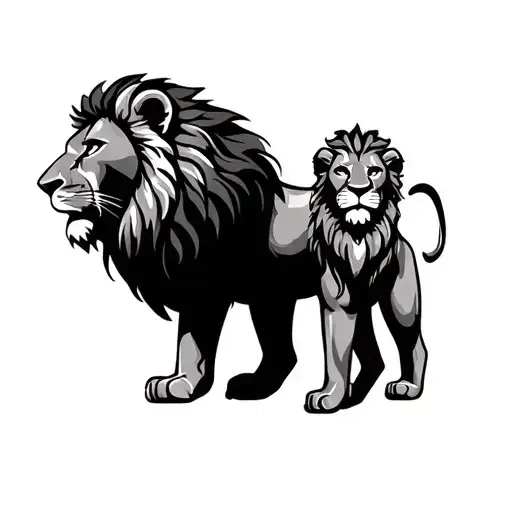 Father And Son Lion tattoo design idea
