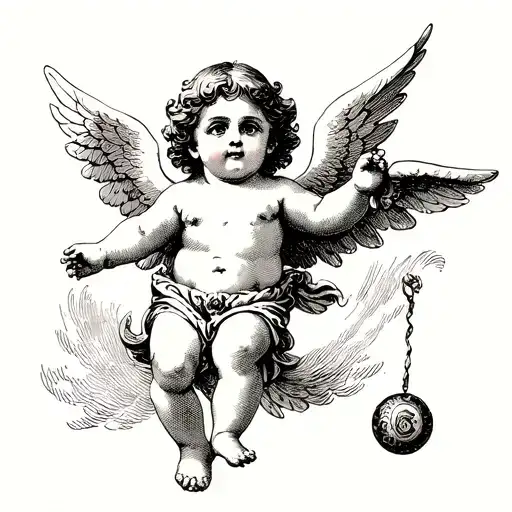 cherub angel with a yoyo tattoo design idea