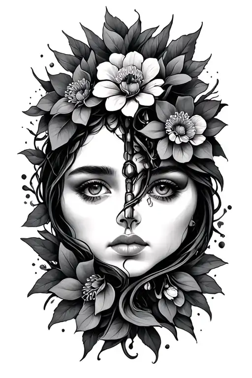 peace, self healing, and growth, dark tattoo design idea