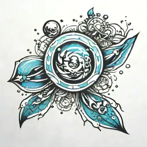 hydrogen atom in the sea tattoo design idea