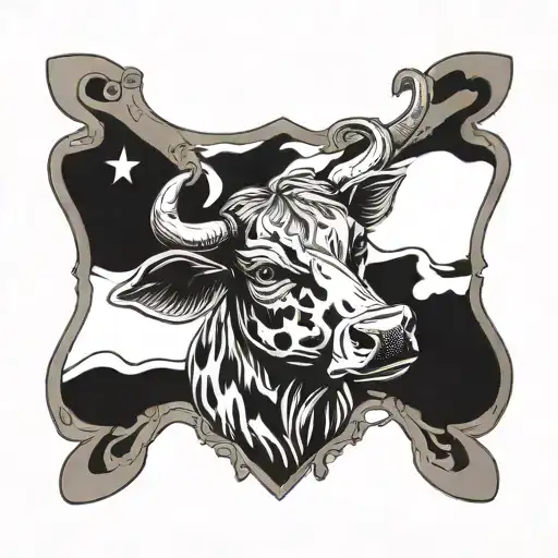 western, cross, cow tattoo design idea