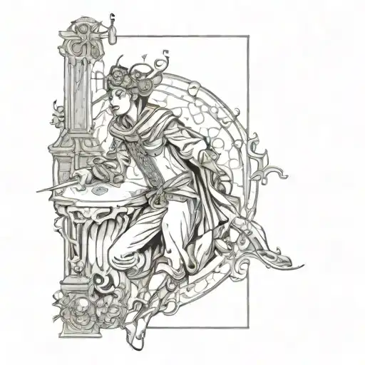 gothic tarot card the fool tattoo design idea