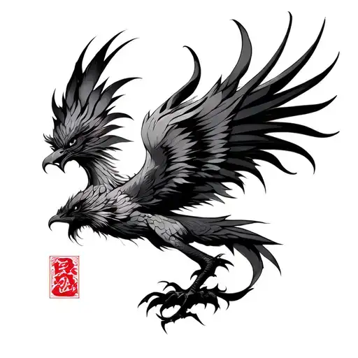 GenerateA minimalist Japanese-style angry phoenix tattoo design tattoo design idea