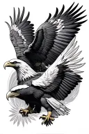 Federation of eagles with unity right and freedom tattoo design idea