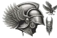 polish winged hussar helmet and wings facing towards the person looking at tattoo  tattoo design idea