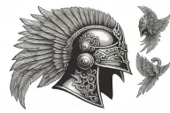 polish winged hussar helmet and wings facing towards the person looking at tattoo  tattoo design idea